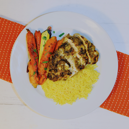Greek Chicken with Saffron Rice